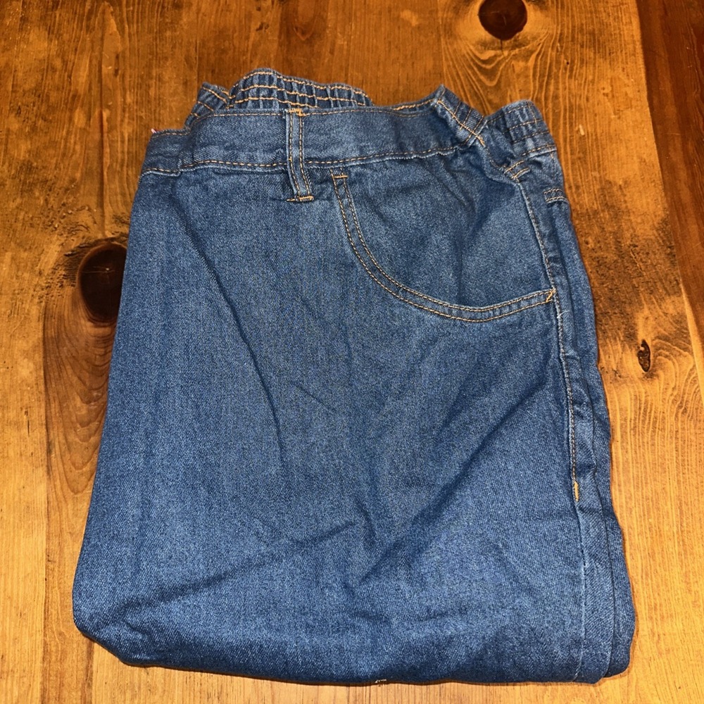WOMAN WITHIN Elastic Denim Jeans Pant Classic Fit Medium Wash 6839-0 Sz 34 TALL
